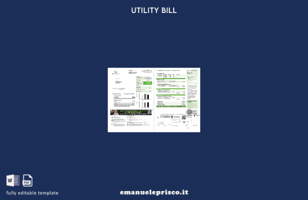modello word di bolletta delle utenze Australia Urban Utilities stile verificato
